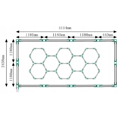 LED Griestu gaismekļu komplekts HEXAGON, 450W, 6500K, P44, 244 x 411 cm