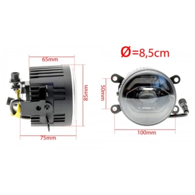 LED miglas un dienas gaitas lukturi (DRL), 2in1, 9-16V, 6000K