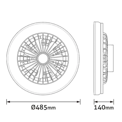 LED Griestu lampa ar ventilatoru un pulti Whitney-S, 48W, 5200lm, CCT