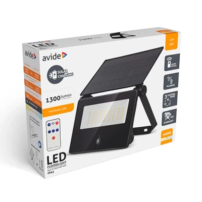 LED Āra prožektors ar saules bateriju, PIR sensoru un pulti 15W, 1300Lm, 4000K, IP65, Compact Solar Panel