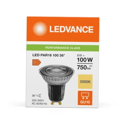 LED Bulb GU10, 8W, 750Lm, 3000K, 36°