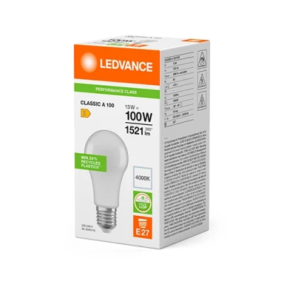 LED Лампа E27, A100, 13W, 4000K, 1521lm, 180°