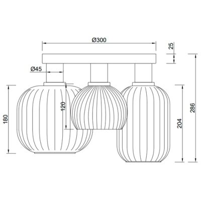 Griestu gaismeklis DIVA, excl. 3xE27, max 10W, IP20
