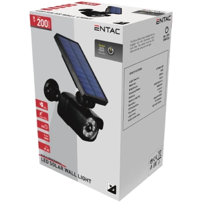 LED Fasādes gaismeklis ar saules bateriju un kustības sensoru, videonovērošanas kameras mulāža, IP65