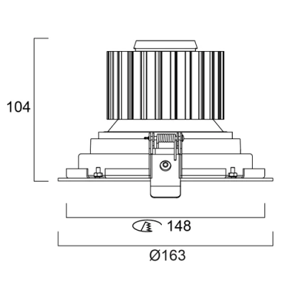 LED Iebūvējams gaismeklis EXPOSPOT, 35W, 4000K, 3458Lm, IP20, 163x104 mm