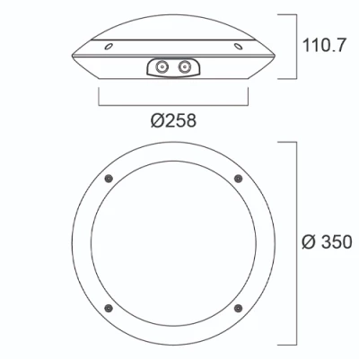 LED Ūdensizturīgs gaismeklis ar grille resti 24W, 3000K, 2400Lm, IP66, Ø 350 x 111 mm