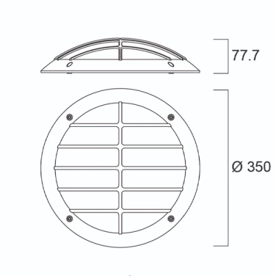 LED Ūdensizturīgs gaismeklis ar grille resti 24W, 3000K, 2400Lm, IP66, Ø 350 x 111 mm