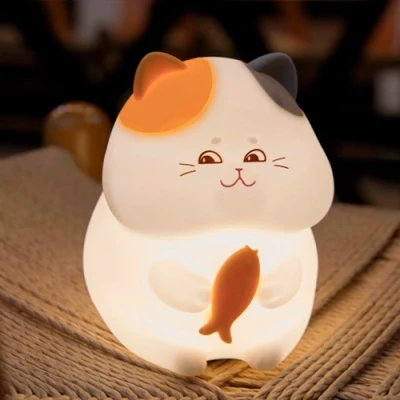 LED naktslampa kaķis GATTO, Silti balts + daudzkrāsains, 5V, USB