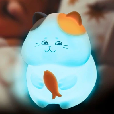 LED naktslampa kaķis GATTO, Silti balts + daudzkrāsains, 5V, USB