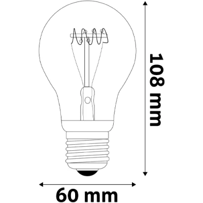 LED лампа filament, E27, A60, 1W, 400Lm, 2700K, 120°