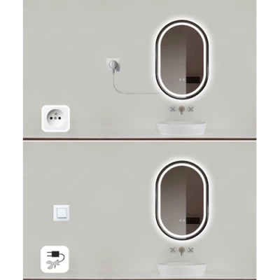 Spogulis ar LED apgaismojumu, 50x75 cm, 11.5W, Silti - neitrāli - auksti balts, IP44