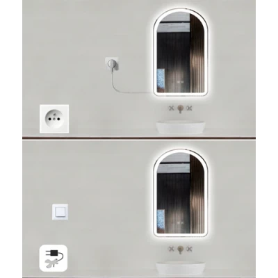 Spogulis ar LED apgaismojumu, 50x80 cm, 10W, Silti - neitrāli - auksti balts, IP44