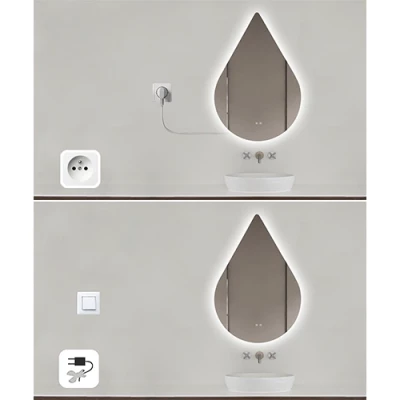 Spogulis ar LED apgaismojumu, 60x90 cm, 9.75W, Silti - neitrāli - auksti balts, IP44