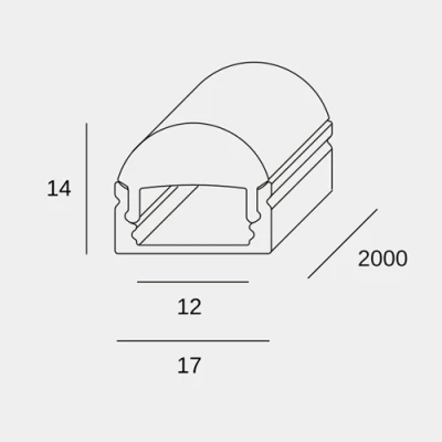 Virsapmetuma LED profils LINEAL, 2m , 2000x14x17 mm, IP20