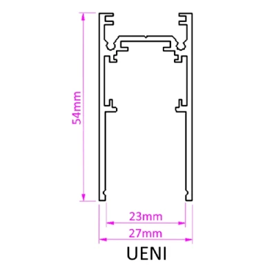 Surface mounted (hanging) 2m rail UENI for magnetic track lighting system