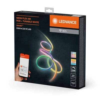 Viedā neona LED lente 5m, 4W/m, RGBTW, IP44