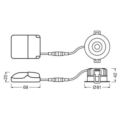 LED Ugunsizturīgs iebūvējams gaismeklis 4W, 6W, 8W, 4000K, IP65-IP20, IK05