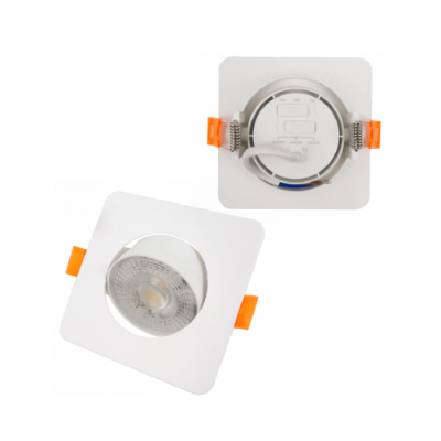 LED iebūvējams gaismeklis 3W , 5W , 7W, 3000K, 4000K, 6500K, 430 lm, 60°, balts, kvadrāta forma