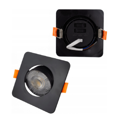 LED встраиваемый светильник 3W , 5W , 7W, 3000K, 4000K, 6500K, 430 lm, 60°, черный, квадратная форма