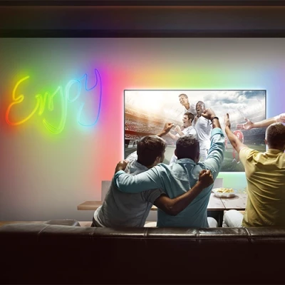 Viedā neona LED lente ar pulti 5m, 4.8W/m, RGB, IP44