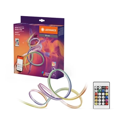 Viedā neona LED lente ar pulti 5m, 4.8W/m, RGB, IP44