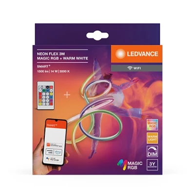 Умная неоновая LED лента с пультом 3m, 4.6W/m, RGBTW, IP44