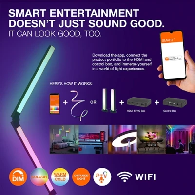 Smart LED strip with remote 5m, 4.8W/m, RGB, IP20