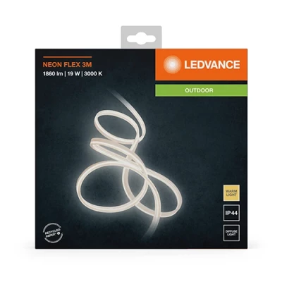 Neon LED strip 3m, 6.3W/m, 3000K, IP44