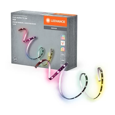 LED lente TV fona apgaismojumam ar audio uztvērēju, 2m, 1.8W, IP20, RGB