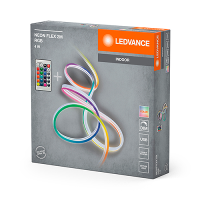 Neona LED lente ar pulti 2m, 2W/m, RGB, IP20, USB