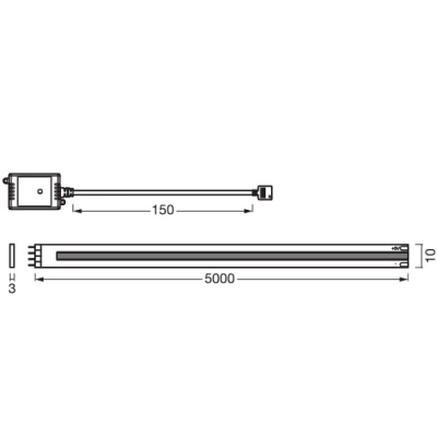 Viedā LED COB lente 5m, 3.6W/m, 2700-6500K, IP20