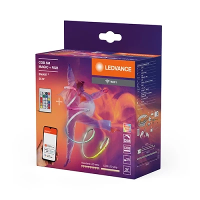 Viedā LED COB lente ar pulti 5m, 7W/m, RGB, IP20