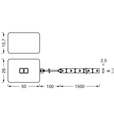 LED lente ar sensoru 1.5m, 3.6W/m, 4000K, IP20