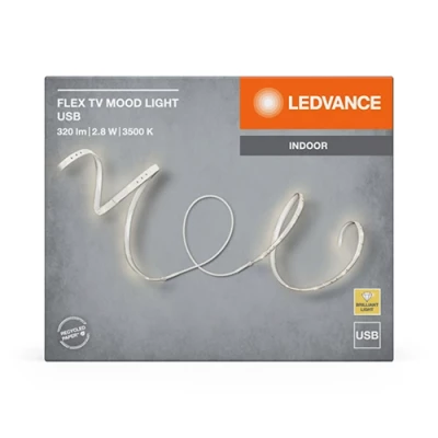 LED lente TV fona apgaismojumam, 1.5m, 2.8W, IP20, 3500K, USB