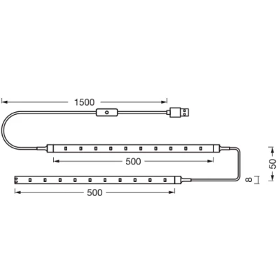 LED lente TV fona apgaismojumam, 1.5m, 2.8W, IP20, 3500K, USB