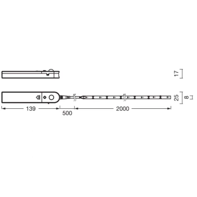 LED strip on batteries with motion sensor, 2m, 3.6W, 3000K, IP20