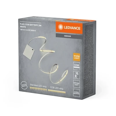 LED lente ar baterijām, 2m, 3.3W, 3000K, IP20