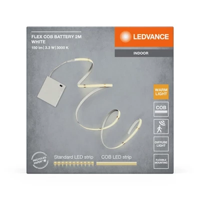 LED lente ar baterijām, 2m, 3.3W, 3000K, IP20
