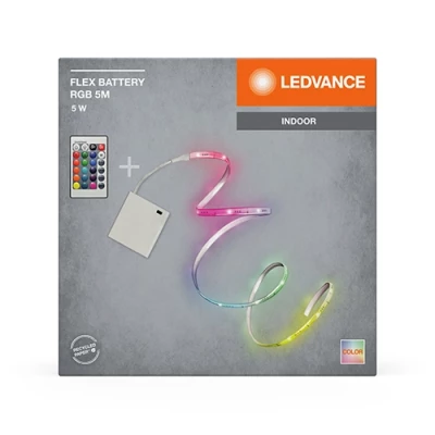LED лента на батарейках с пультом, 5m, 5W, RGB, IP20