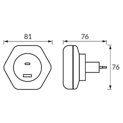 LED Naktslampiņa kontaktligzdai ar USB Type-A un Type-C ligzdām, 0.3W, 4000K, 30Lm, OZIL