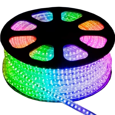 Augstsprieguma 220V LED lente IP67, daudzkrāsaina, 8W/m